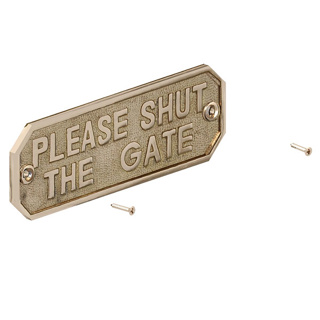 GM'PLEASE SHUT THE GATE' SIGN | 160X55MM BRASS